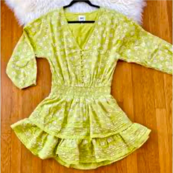 aerie | Dresses | Aerie Size Medium Green Floral Boho Lightweight Rock N  Ruffle Mini Dress | Poshmark